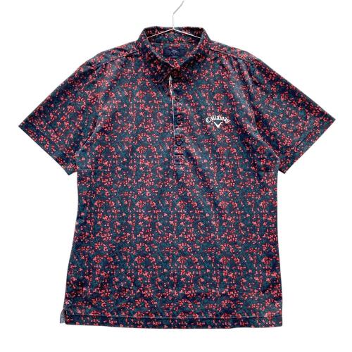 CALLAWAY キャロウェイ 半袖ポロシャツ ボタンダウン 総柄 ネイビー系