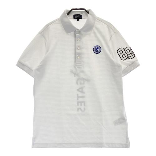 新品未使用！PEARLY GATES 半袖ポロシャツメンズサイズ5白(薄ブルー) L/5番／新品/日本製/パーリーゲイツ ゴルフウェア 半袖シャツ 春 夏 44