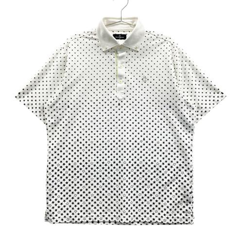 【マンシングウェア】ポロシャツ　LLサイズ　総柄　ゴルフウェア　メンズ MUNSING WEAR マンシングウェア 半袖ポロシャツ 総柄 ホワイト系