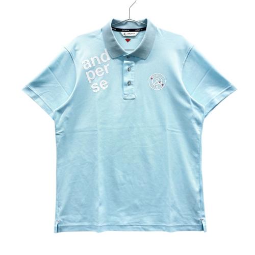 【新品同様】and per se アンパスィ ポロシャツ Ｌ AND PER SE アンパスィ 2024年 半袖ポロシャツ ブルー系 サイズ：L