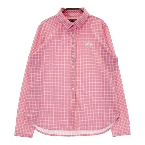 23区GOLF ニジュウサンクゴルフ 長袖ポロシャツ チェック柄 ピンク系