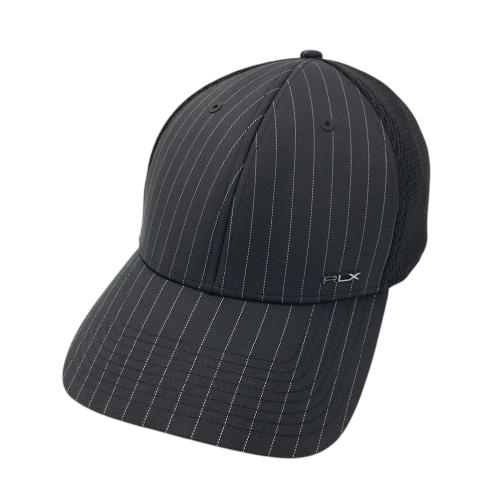 ☆【新品】RLX Ralph Lauren ゴルフ メッシュキャップ 黒☆ RLX ラルフローレン メッシュキャップ ピンストライプ柄 ブラック系