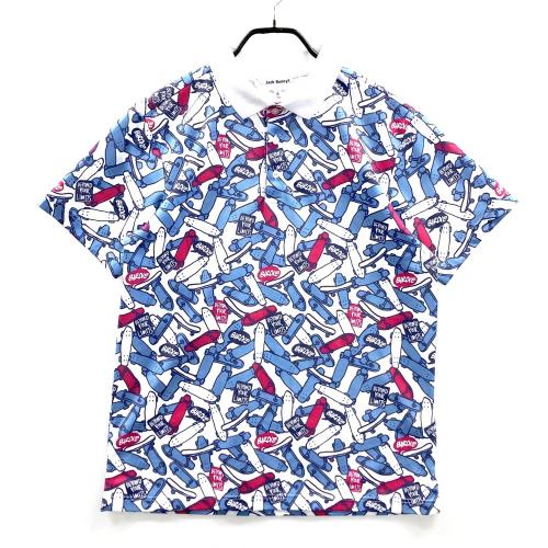 JACK BUNNY ジャックバニー 半袖ポロシャツ 総柄 ホワイト系 サイズ：4
