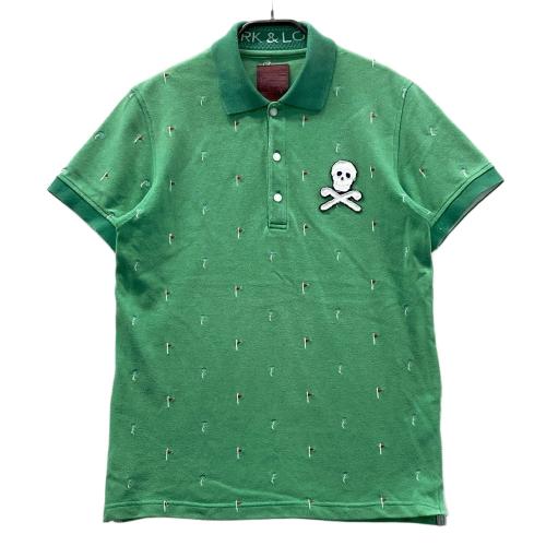 MARK&LONA マークアンドロナ 半袖ポロシャツ スカル 総柄 グリーン系