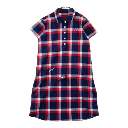 BEAMS GOLF ビームスゴルフ ポロ切替 ワンピース チェック柄 Mサイズ BEAMS GOLF ビームスゴルフ 半袖ポロワンピース チェック ネイビー系