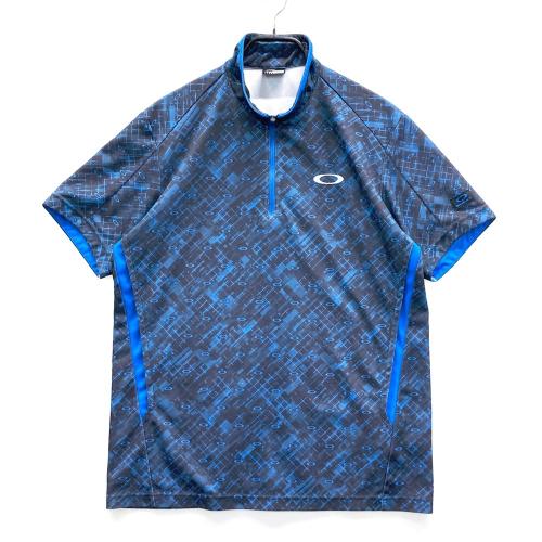 OAKLEY オークリー 433440JP ハーフジップ 半袖Tシャツ ロゴ 総柄 