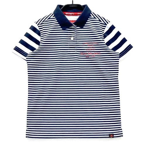 美品 ニューバランスゴルフ ポロシャツ グリーン ボーダー サイズ6 NEW BALANCE GOLF ニューバランス 半袖ポロシャツ ボーダー柄 グリーン