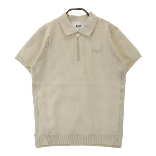 PEARLY GATES PGロゴポロシャツ ベージュ PEARLY GATES パーリーゲイツ 半袖ポロシャツ ベージュ×白 ロゴ