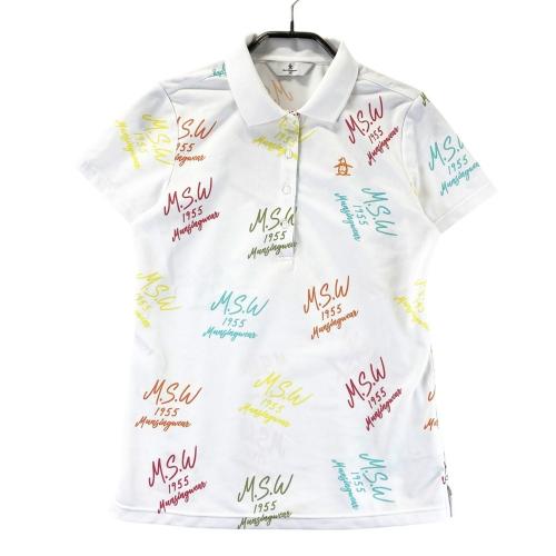 MUNSING WEAR マンシングウェア 半袖ポロシャツ ロゴ総柄 ホワイト系