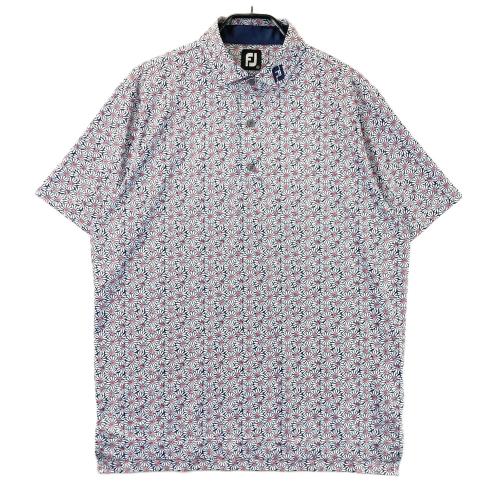 FOOT JOY フットジョイ 半袖ポロシャツ 花柄 ネイビー系 サイズ：2XL