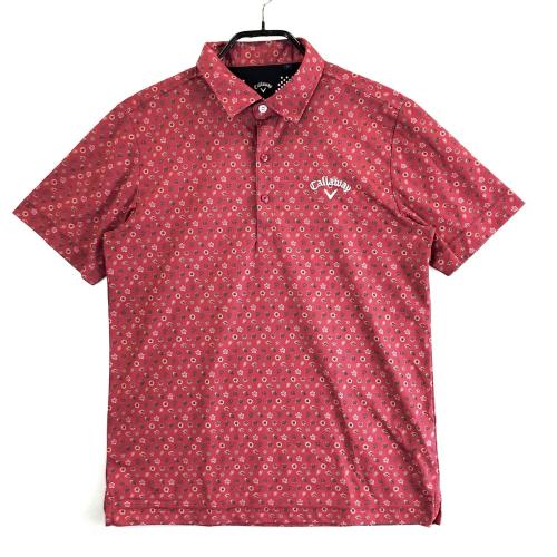 CALLAWAY キャロウェイ 半袖ポロシャツ 総柄 レッド系 サイズ：3L