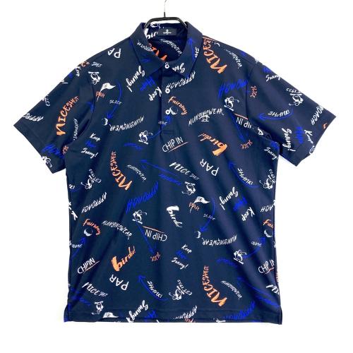 MUNSING WEAR マンシングウェア 半袖ポロシャツ ロゴプリント ネイビー