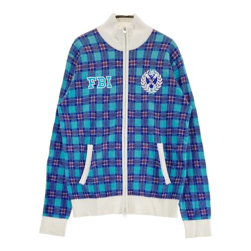 Admiral ゴルフジャケット LLサイズ チェック柄 ADMIRAL アドミラル ニット ジップジャケット チェック柄 ブルー系
