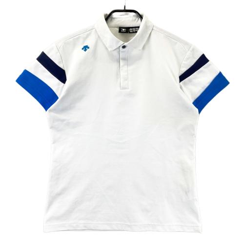 【美品】DescenteゴルフポロシャツLサイズ DESCENTE GOLF デサントゴルフ 半袖ポロシャツ ホワイト系 サイズ：M