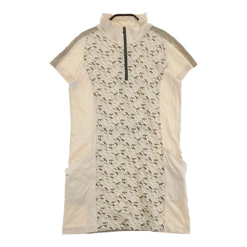 新品タグ付き　ヒールクリーク　ゴルフウェア 半袖ワンピースハーフジップ　テリア HEAL CREEK ヒールクリーク ハーフジップ 半袖ワンピース 総柄