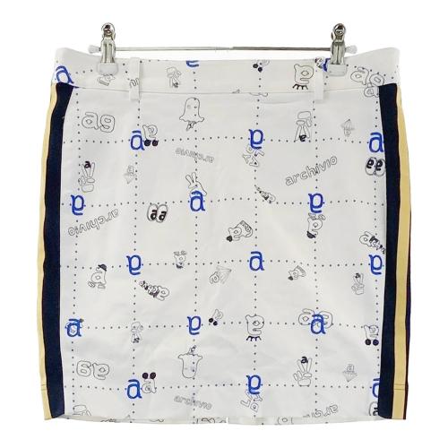 ARCHIVIO アルチビオ ; インナー付 スカート 総柄 ホワイト系 サイズ