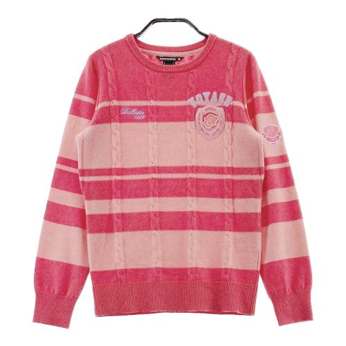【美品】ゾーイゴルフ☆カシミヤセーター ZOY ゾーイ カシミヤ混 ニットセーター ボーダー柄 レッド系 サイズ