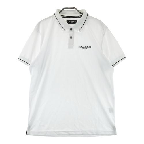 サイズ：L AQUASCUTUM アクアスキュータム  半袖ポロシャツ  ホワイト系 [240101575650] ゴルフウェア メンズ ストスト AQUASCUTUM アクアスキュータム 半袖ポロシャツ ホワイト系 サイズ：L