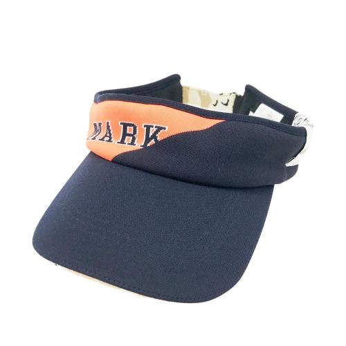 未使用級✨ MARK&LONA サンバイザー ゴールドロゴ 総柄 ネイビー系 MARK&LONA マークアンドロナ サンバイザー ネイビー系 ランク：B