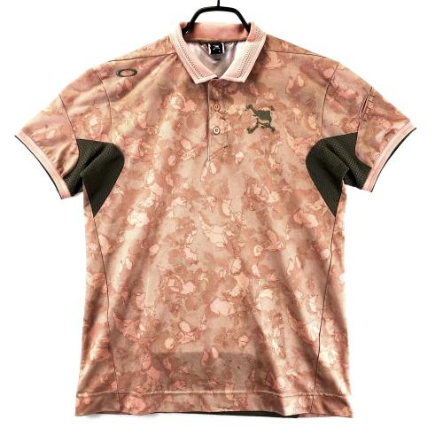 OAKLEY オークリー 434396JP 半袖ポロシャツ スカル 総柄 ピンク系