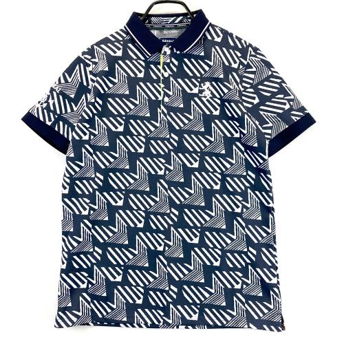 ADMIRAL アドミラル ボタンダウン 半袖ポロシャツ 総柄 ネイビー系