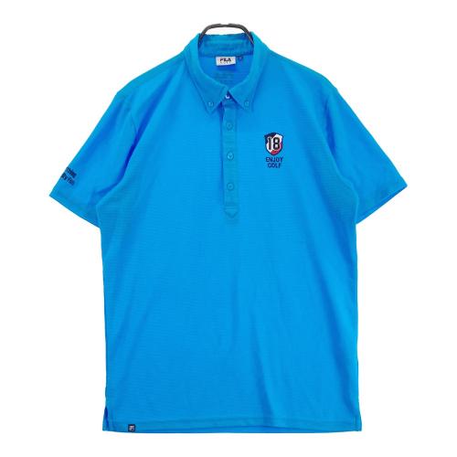 FILA GOLF フィラゴルフ 半袖ポロシャツ ブロック柄 ブルー系 サイズ