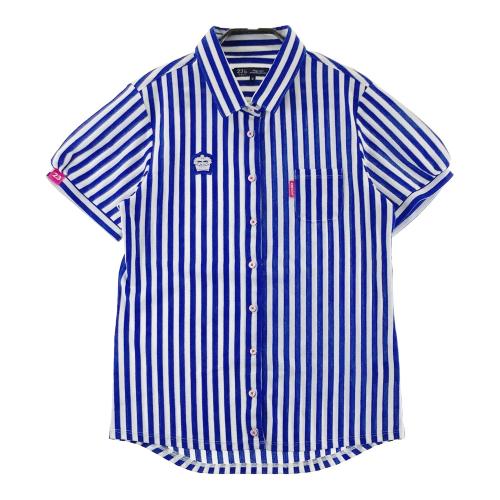 23区GOLF ニジュウサンクゴルフ 半袖シャツ ストライプ柄 ブルー系