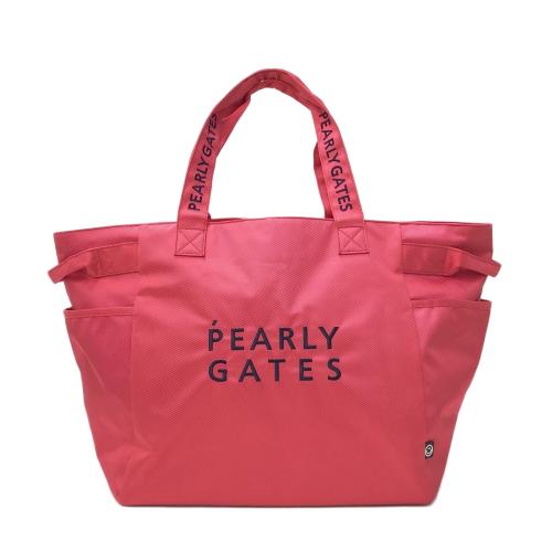 PEARLY GATES ピンクトート型ボストンバッグ ロッカーバッグ大型トート PEARLY GATES（パーリーゲイツ） ビッグトートバッグ ピンク×黒 ロゴ