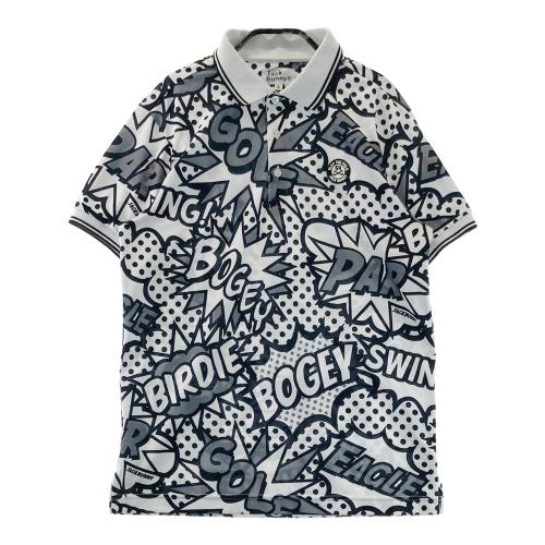 ○★新品未使用　JACK BUNNY　総柄ポロシャツ　2　ホワイト JACK BUNNY ジャックバニー 半袖ポロシャツ 総柄 ホワイト系 サイズ：4