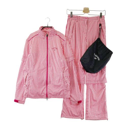 ADIDAS GOLF アディダスゴルフ ロング丈 レインウェア 千鳥柄 ピンク系