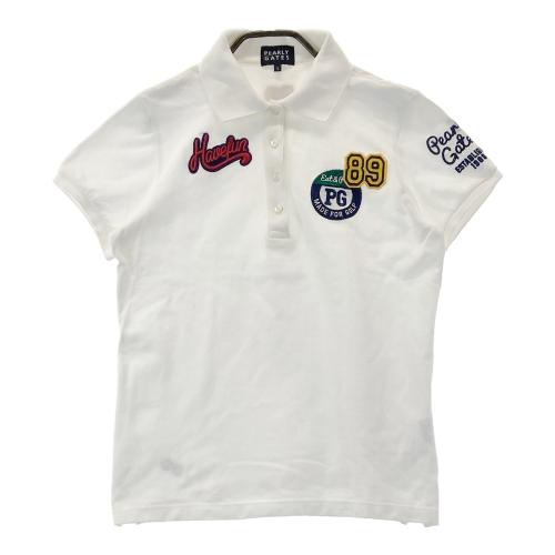 PEARLY GATES パーリーゲイツ 半袖ポロシャツ ワッペン ホワイト系