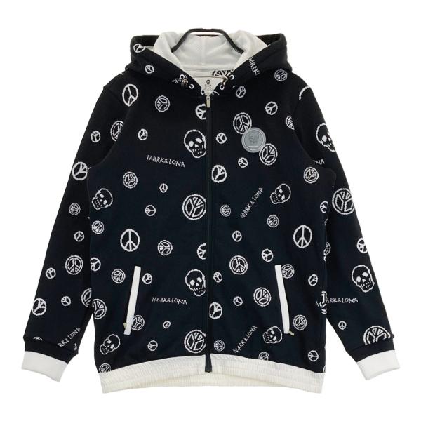 MARK&LONA マークアンドロナ ニット ジップパーカー 総柄 ブラック系