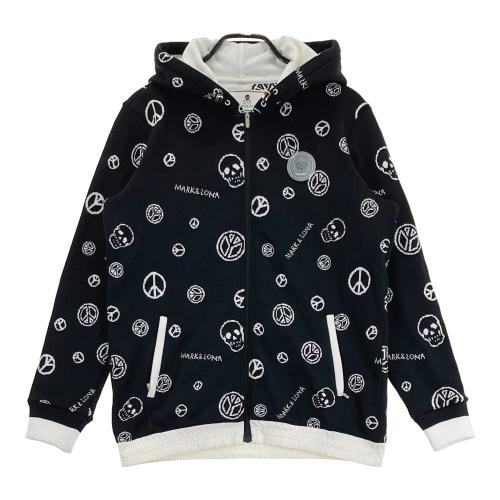 美品 MARK&LONA マークアンドロナ フルジップニットパーカー ブランドロゴ 秋冬 AW パーカー ウール/ポリエステル グレー レディース 38(M) ゴルフウェア【古着】【中古】 MARK&LONA マークアンドロナ ニット ジップパーカー 総柄 ブラック系