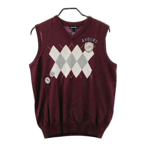 ZOY ゾーイ ニットベスト アーガイルチェック柄 レッド系 サイズ：2