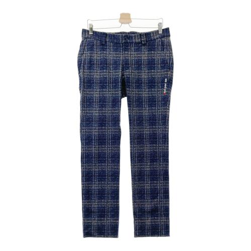 AND PER SE アンパスィ 裏起毛 ストレッチパンツ チェック柄 ネイビー