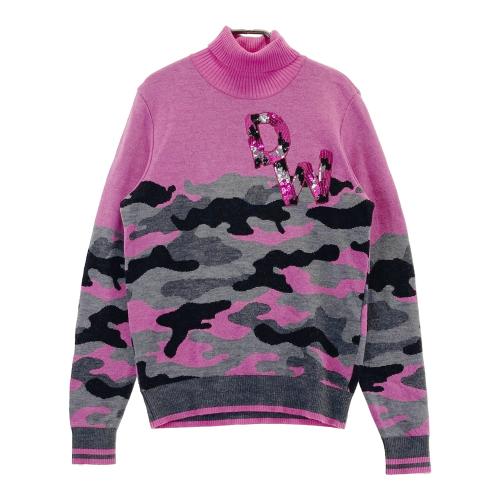 ダンスウィズドラゴン 長袖 ニット セーター 3 ピンク ゴルフ メンズ スカル DANCE WITH DRAGON ダンスウィズドラゴン タートルネック ニット