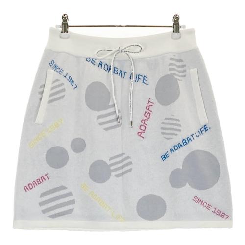 ADABAT アダバット 裏地蓄熱 ニットスカート 総柄 ホワイト系 サイズ