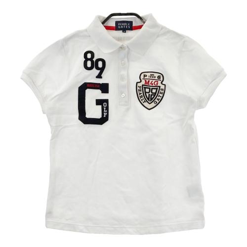 PEARLY GATES パーリーゲイツ 半袖ポロシャツ ワッペン ホワイト系