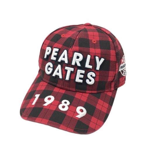PEARLY GATES パーリーゲイツ キャップ チェック柄 レッド系 ランク：A