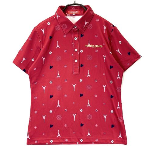 Munsingwear ペイズリー柄 半袖ポロシャツ レッド サイズL新品未着用 marie claire sport マリクレール スポール ML737502 半袖ポロシャツ