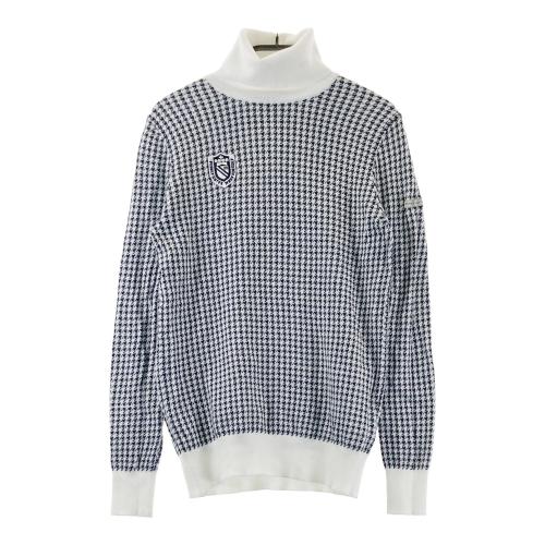 ADIDAS GOLF アディダスゴルフ ハーフジップ半袖ニットセーター 千鳥柄