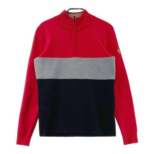 DESCENTE GOLF　赤いハーフジップ長袖セーター DESCENTE GOLF デサントゴルフ ハーフジップ 長袖ニットセーター