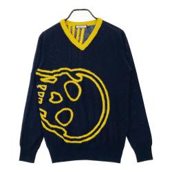 MARK&LONA マークアンドロナ ウール混 Vネック ニットセーター スカル