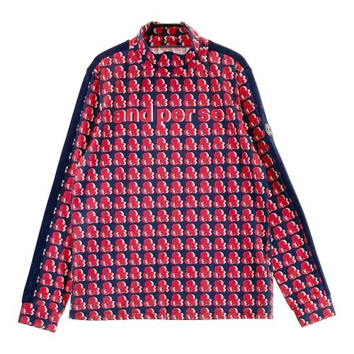 AND PER SE アンパスィ 2023年モデル ハイネック 長袖Tシャ ツ AND PER SE アンパスィ 2023年モデル ハイネック長袖Tシャツ 総柄
