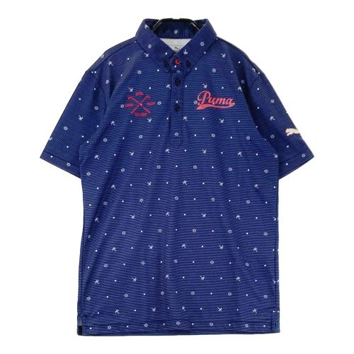 PUMA ネイビー ゴルフシャツ M PUMA GOLF プーマゴルフ 半袖ポロシャツ ボタンダウン ネイビー系