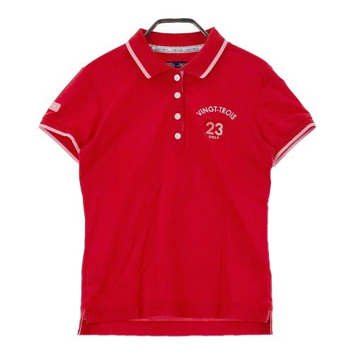 23区GOLF ニジュウサンクゴルフ 20周年 半袖ポロシャツ レッド系