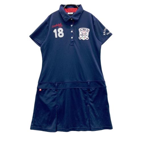 FILA GOLF フィラゴルフ モックネック 半袖ワンピース 刺繍 ネイビー系