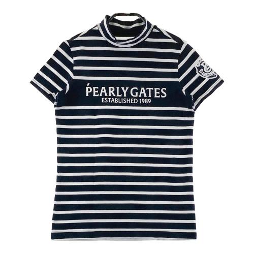 パーリーゲイツ モックネック ボーダーTシャツ 新品♡ パーリーゲイツ 半袖 モックネック ボーダー プリント Tシャツ