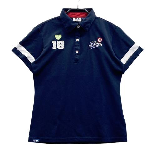 FILA GOLF フィラゴルフ 半袖ポロ ワンピース ボーダー柄 ネイビー系