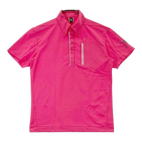 OAKLEY オークリー ハーフジップ半袖Tシャツ スカル刺繍 総柄 ピンク系